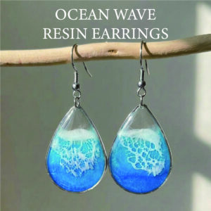 Alternative view of Resin ocean drop earrings  SLIVER