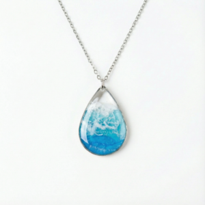 Resin ocean drop necklace gold