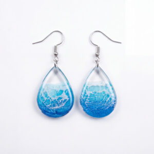 Resin ocean drop earrings  SLIVER